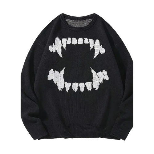 2024 Y2K Retro Sweater in Autumn and Winter Y2K Teeth Marks Pattern Sweater Winter Harajuku Sweater Unisex Aesthetic Clothes 