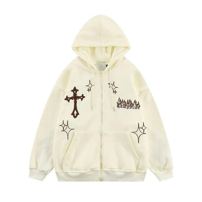 Cross Embroidery Hoodie Menswear